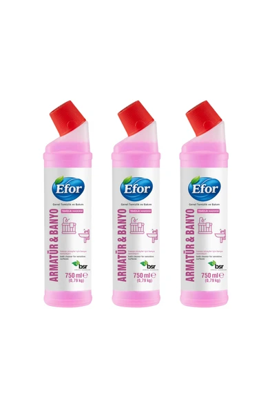 Efor Armatür Temizleyici 3'Lü Paket 750 ml | Kireç & Pas Giderici | Parlaklık ve Hijyen ürün görseli 1
