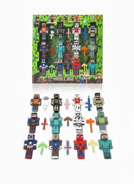 Minecraft 12 Karakter 10 Aksesuar 22 Parça Çocuk Figür Oyun Seti ürün görseli 1
