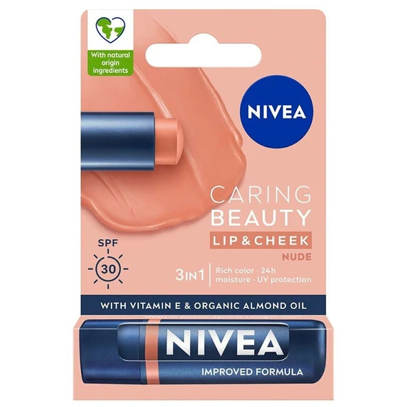 Nivea Caring Beauty Nude SPF30 Dudak Bakım Kremi 4.8 gr ürün görseli 1