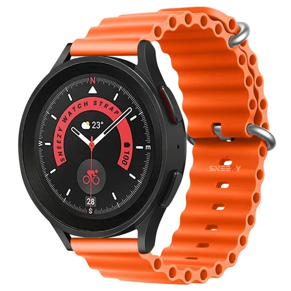 Huawei Watch GT5 46mm Uyumlu Kordon Ocean Tasarım Metal Tokalı Soft Silikon Kordon  Turuncu Turuncu ürün görseli 1