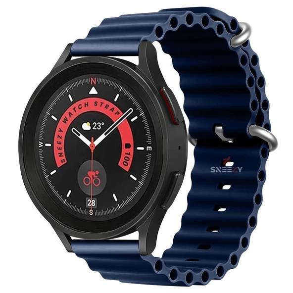 Huawei Watch GT5 46mm Uyumlu Kordon Ocean Tasarım Metal Tokalı Soft Silikon Kordon  Lacivert Lacivert ürün görseli 1