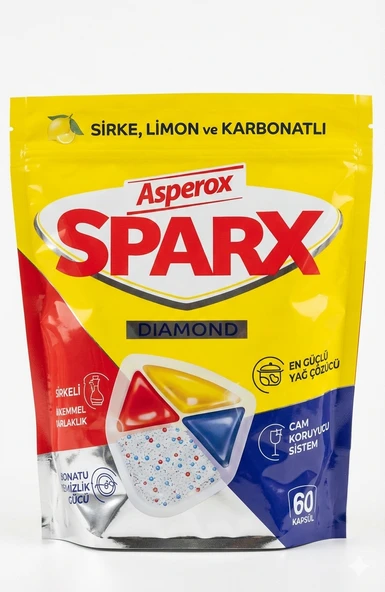 Asperox Sparx Diamond 60'lı Bulaşık Makinesi Tableti ürün görseli 1