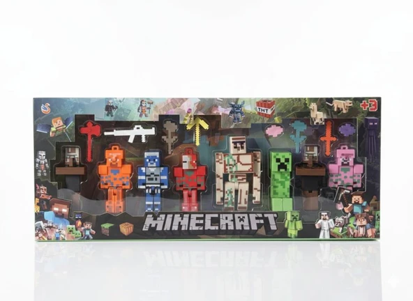 Golemli Minecraft  8 Karakter 8 Aksesuar 16 Parça Çocuk Figür Oyun Seti ürün görseli 1