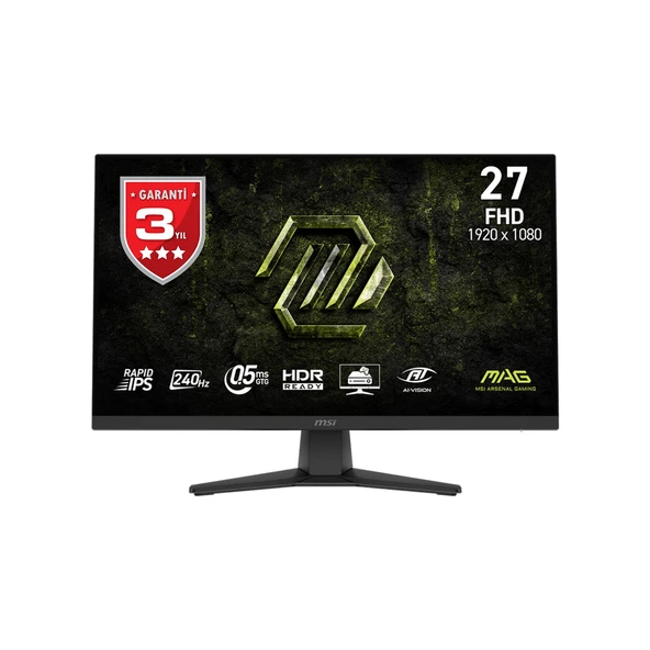 MSI 27" MAG 272F X24 1920x1080 FHD FLAT RAPID IPS 240Hz 0.5MS ADAPTIVE-SYNC GAMING MONITOR ürün görseli 1