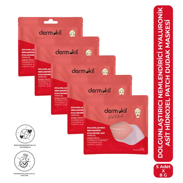 Dermokil Dolgunlaştırıcı Nemlendirici Hyaluronik Asit Hidrojel Patch Dudak Maskesi x 5 Adet ürün görseli 1