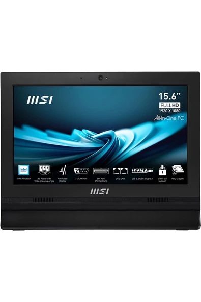 MSI PRO AP162T ADL-054EU 15.6 FHD INTEL N100 4GB DDR4 128GB SSD W11PRO DOKUNMATIK SIYAH AIO PC ürün görseli 1
