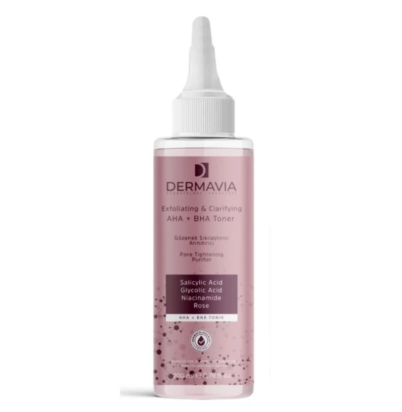 Dermavia AHA + BHA Tonik 200 ml - Gözenek Sıkılaştırıcı, Arındırıcı ve Cilt Yenileyici Tonik ürün görseli 1