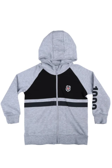 Beşiktaş Orijinal Gri-Siyah Çocuk Kapşonlu Eşofman Takımı ürün görseli 1