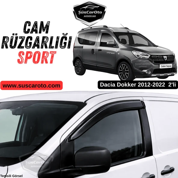 Dacia Dokker 2012-2022 Uyumlu Mugen Cam Rüzgarlığı Seti Piano Black 2'li İthal Parlak Siyah ürün görseli 1