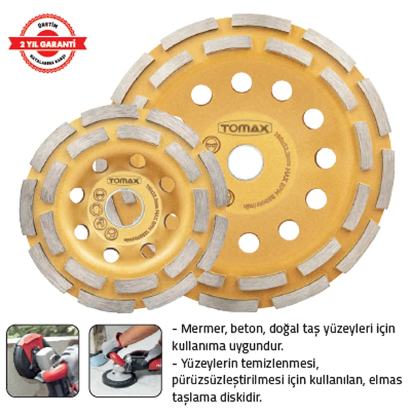 ELMASLI BETON YÜZEY TEMİZLEME DİSKİ 125 mm (ÇİFT SIRA) ürün görseli 1