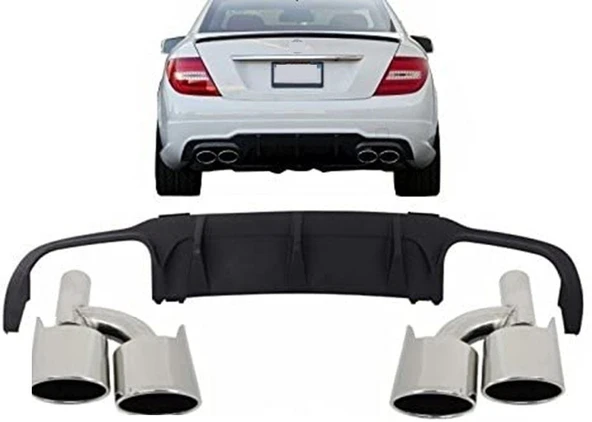 AUTOGP Mercedes w204 c63 amg arka tampon difüzörü ve egzoz ucu seti 2012 / 2014 ürün görseli 1