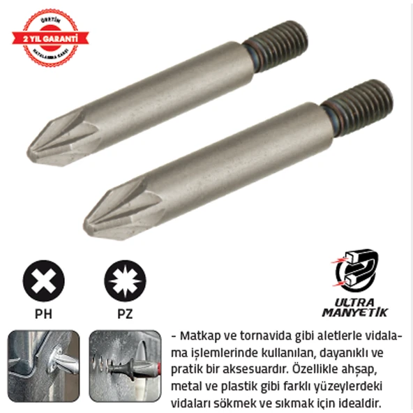 YİVLİ BİTS UÇ PH 2 x 45 mm (10 Adet) ürün görseli 1