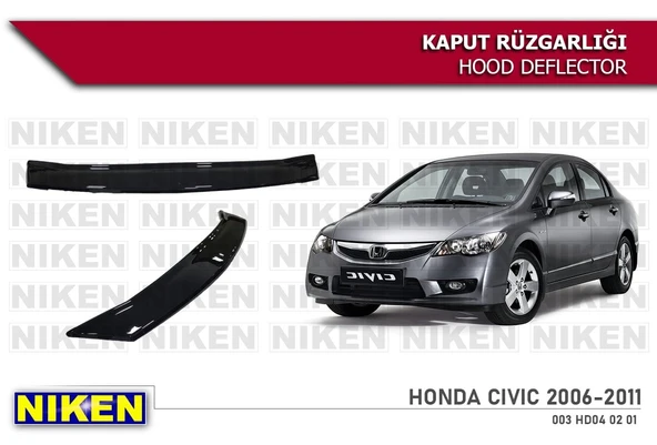 NİKEN Honda civic fd6 uyumlu kaput rüzgarlığı koruyucu 2006 / 2012 ürün görseli 1
