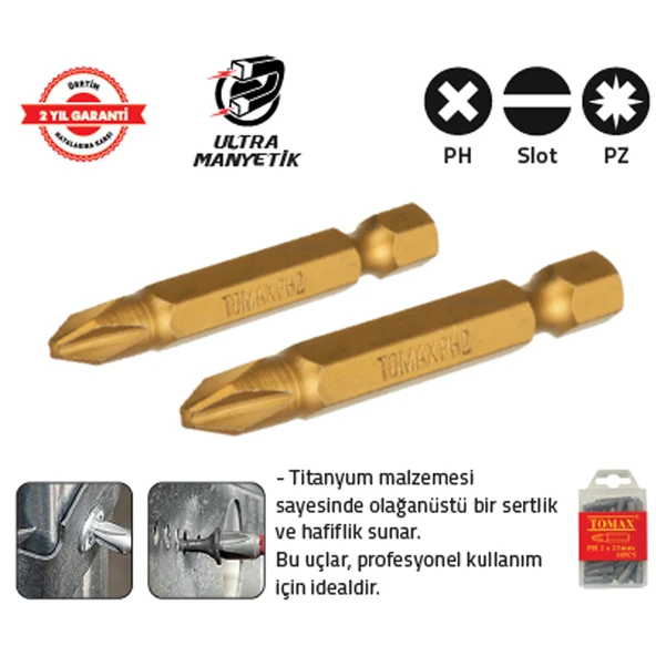 BİTS UÇ SLOT 50 mm DÜZ TİTANİUM (30 Adet) ürün görseli 1