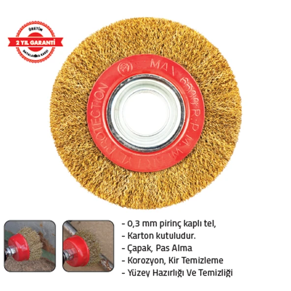 SAÇAKLI DAİRE TEL FIRÇA 200 x 25 mm ürün görseli 1