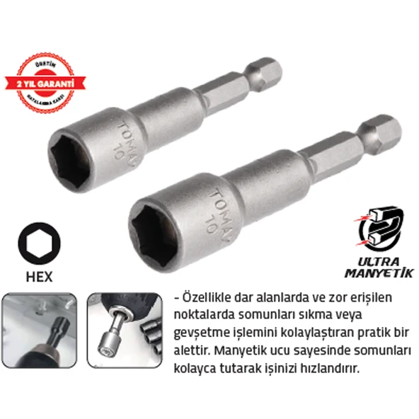 MANYETİK SOMUN ADAPTÖRÜ 9 x 65 mm (6 Adet) ürün görseli 1