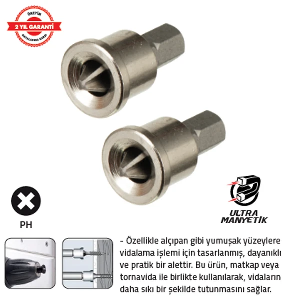 ŞAPKALI BİTS UÇ PH 2 x 25 mm (12 Adet) ürün görseli 1