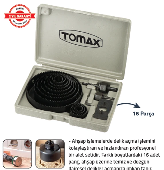 AHŞAP PANÇ SETİ 16 PARÇA KUTULU 64-127 mm ürün görseli 1