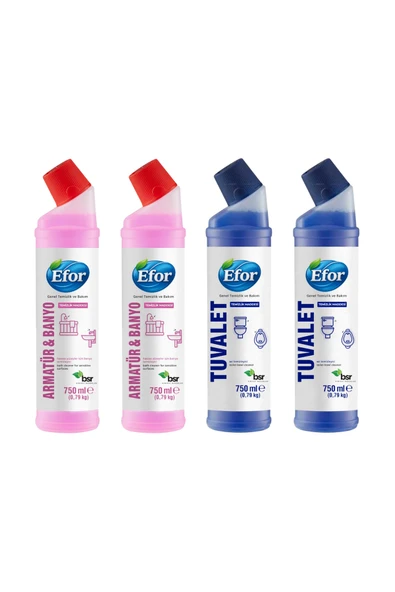 Efor 2 Adet WC Temizleyici 750 Ml + 2 Adet Banyo Temizleyici 750ml TEMİZLİK SETİ ürün görseli 1