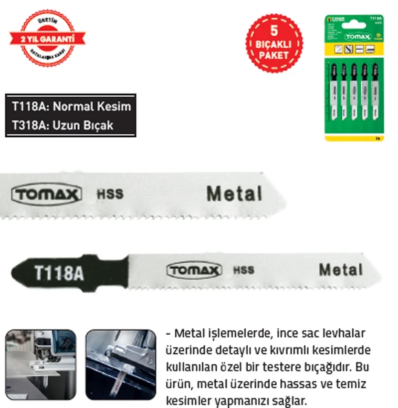 DEKUPAJ AĞZI BIÇAĞI 5 Lİ PK T:318/A UZUN METAL (5x5 25 Adet) ürün görseli 1