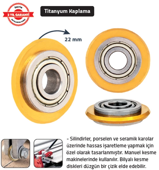 SERAMİK KESME ELMASI YEDEĞİ 22 mm TİTANİUM ürün görseli 1