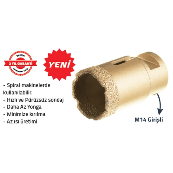 MERMER GRANİT ELMASLI PANÇ M14 - 45 mm SPİRAL ürün görseli 1