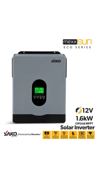 Sako 2KVA 2000VA 1.6KW 1600 Watt Tam Sinüs Akıllı 80A H.V. MPPT 60-450Vdc İnverter 12Vdc-220Vac 2kw 1kw İnvertör ürün görseli 1
