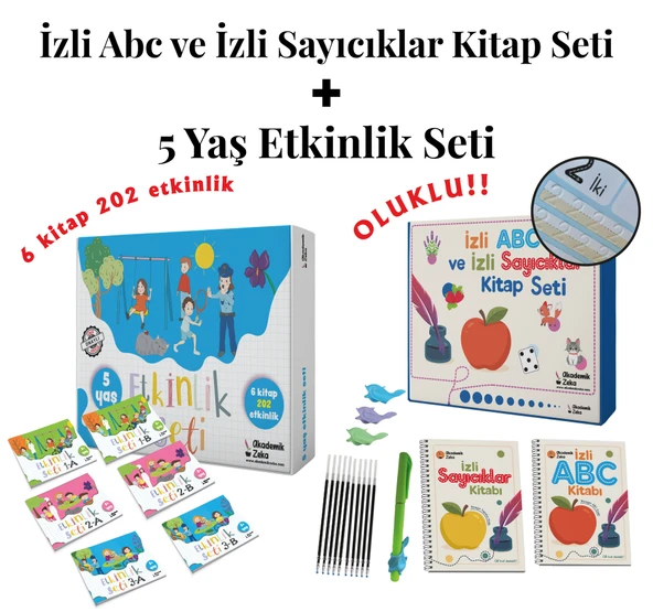 5 Yaş Etkinlik Seti ( 6 Kitap 202 Etkinlik) - İzli Abc ve Sayıcıklar Kitabları Oluklu Seti ürün görseli 1