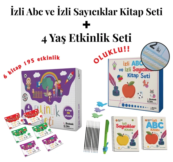 4 Yaş Etkinlik Seti(6 KİTAP 195 ETKİNLİK) - İzli Abc ve Sayıcıklar Kitabları Oluklu Seti ürün görseli 1