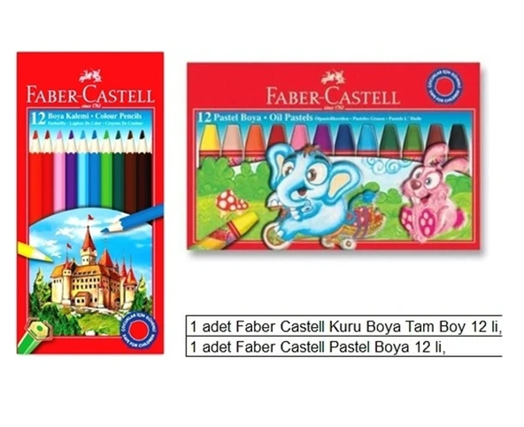 Okul Faber Castell Boya Seti Lüks Kuru Boya, Pastel Boya 2 li ürün görseli 1