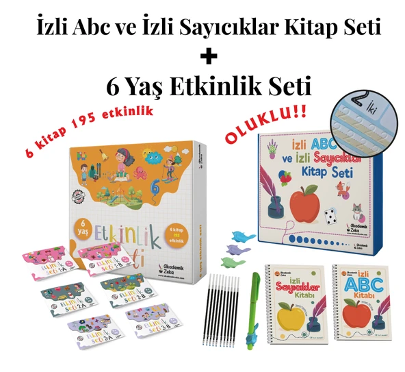 6 Yaş Etkinlik Seti (6 Kitap 203 Etkinlik)- İzli Abc ve Sayıcıklar Kitabları Oluklu Seti ürün görseli 1