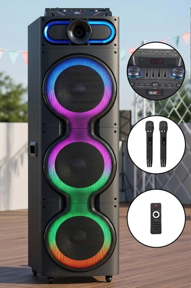 Midex MXR-2500 Mikrofonlu Portatif Taşınabilir Ses Sistemi Hoparlör 2500W (Radyo Bluetooth) ürün görseli 1