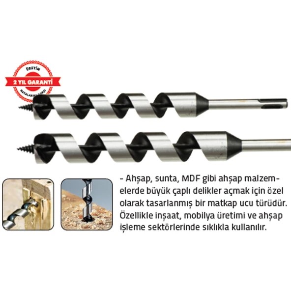 SDS PLUS AHŞAP MATKAP UCU 8 x 250 mm ürün görseli 1