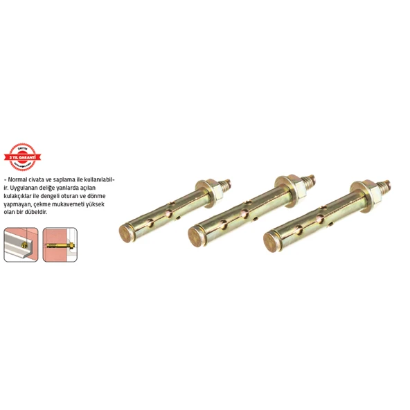 GÖMLEKLİ DÜBEL M 10 x 70 mm (50 Adet) ürün görseli 1