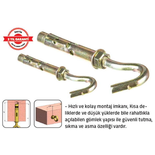 KANCALI DÜBEL M 10 (AÇIK) (20 Adet) ürün görseli 1