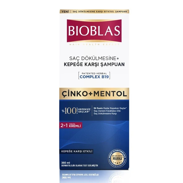 Bioblas Çinko + Mentol Saç Dökülmesi ve Kepeğe Karşı Şampuan 360 ml ürün görseli 1