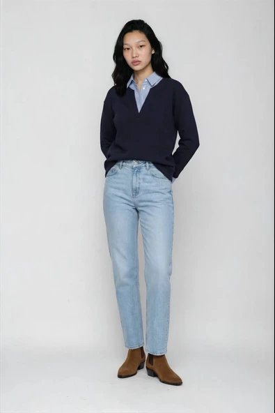 Gömlek Detaylı İkili Görünümlü Sweatshirt ürün görseli 1