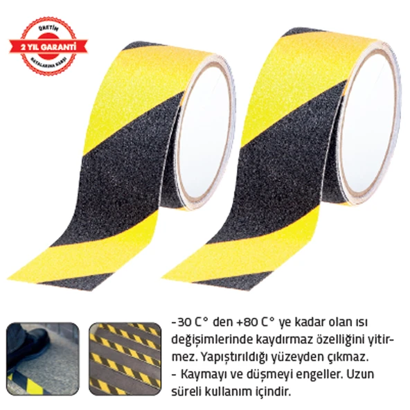 KAYDIRMAZ BANT 25 mm x 15 mt SİYAH SARI ürün görseli 1