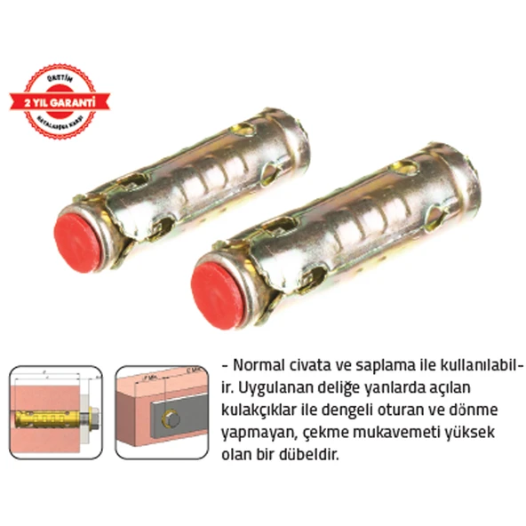 S TİPİ ÇEKMELİ DÜBEL MX8 (100 Adet) ürün görseli 1