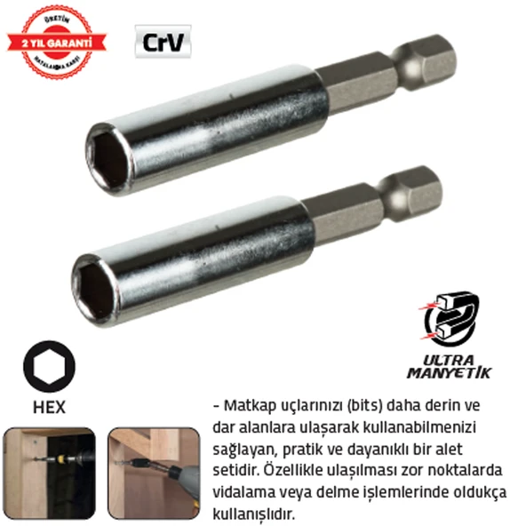 MANYETİK BİTS UZATMA ADAPTÖRÜ (10 x 60 mm) ürün görseli 1
