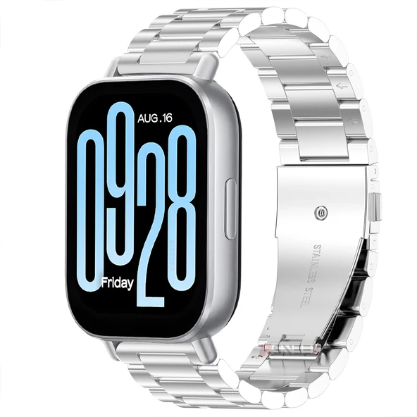 Redmi Watch 5 Active Redmi 5 Lite Uyumlu Kordon Kordon Paslanmaz Döküm Çelik Metal Baklalı Kordon  Gümüş ürün görseli 1