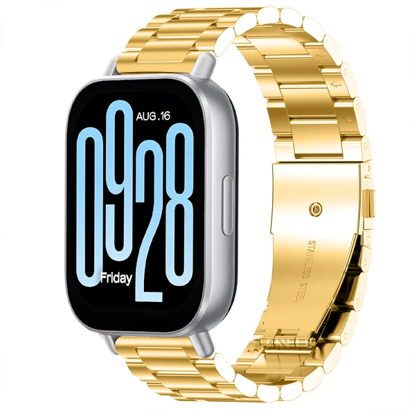Redmi Watch 5 Active Redmi 5 Lite Uyumlu Kordon Kordon Paslanmaz Döküm Çelik Metal Baklalı Kordon  Gold ürün görseli 1