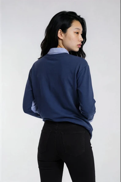 Gömlek Detaylı İkili Görünümlü Sweatshirt - Resim 10