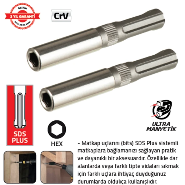 SDS PLUS BİTS TUTUCU ADAPTÖR 75mm ürün görseli 1