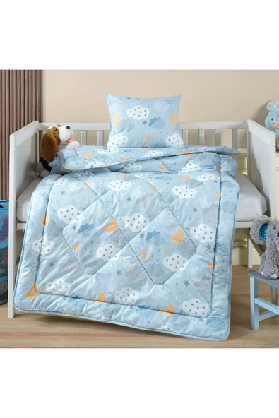 %100 Pamuklu 1.Kalite Ranforce Kumaştan İçi Elyaf Dolgulu Bebek Yorgan 95x145 ve Bebek Yastık 35x45 ürün görseli 1