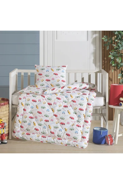 %100 Pamuklu 1.Kalite Ranforce Kumaştan İçi Elyaf Dolgulu Bebek Yorgan 95x145 ve Bebek Yastık 35x45 ürün görseli 1