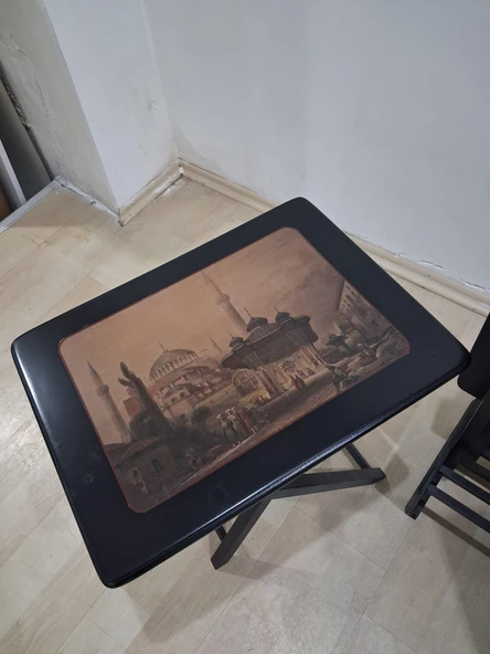 Zigon Çanta Resimli 90581 DİKDÖRTGEN Model Kayın Parlak Siyah Natüre El Yapım ürün görseli 1