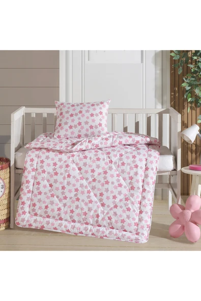 %100 Pamuklu 1.Kalite Ranforce Kumaştan İçi Elyaf Dolgulu Bebek Yorgan 95x145 ve Bebek Yastık 35x45 ürün görseli 1