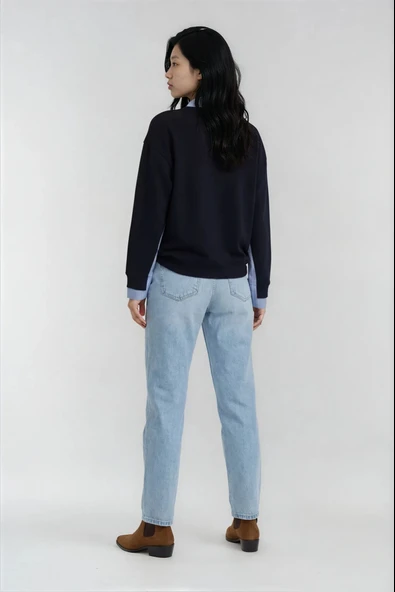 Gömlek Detaylı İkili Görünümlü Sweatshirt - Resim 4
