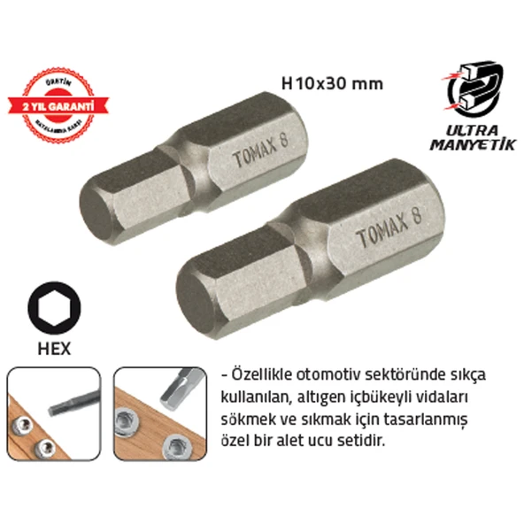 ALLEN OTOMOTİV BİTS UÇ H10 x 30 mm HEX 7 (8 Adet) ürün görseli 1